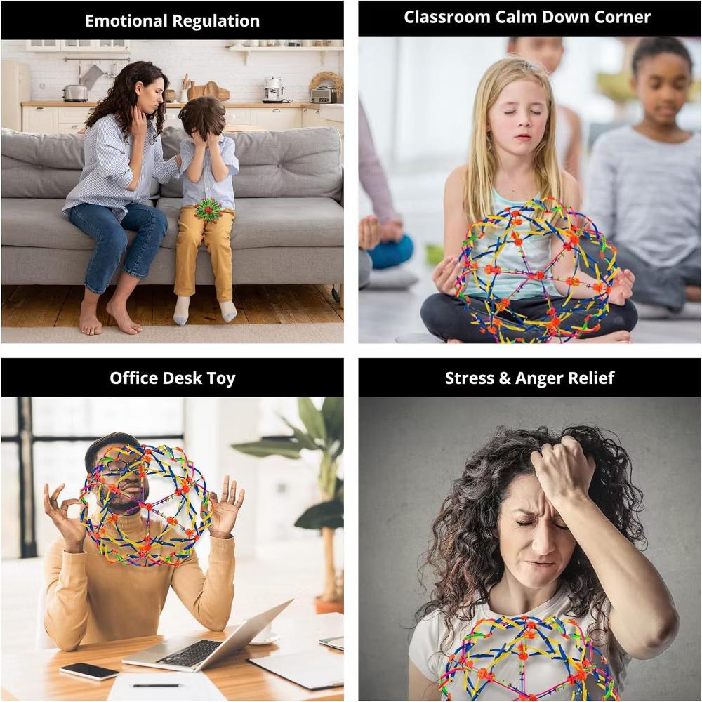 4E's Novelty Expandable Breathing Ball Sphere, 6" to 12" Expanding Sphere for Kids & Adults, Stress Relief, Mindfulness & Breathing Exercise Toy - Image 2