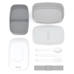 Classic All-in-One Stackable Lunch Box Container with Built in Flatware