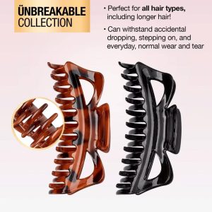 The Unbreakable Collection Large Claw Clips - Black/Tortoise - All Hair - 2pcs: Nylon, Hair Styling, Securing Hair