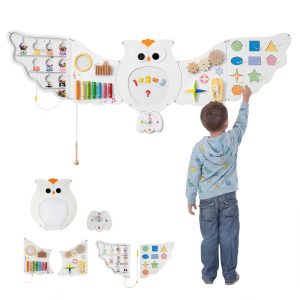 Owl Activity Wall Busy Board Panels Montessori Sensory Toys for Playroom Nursery