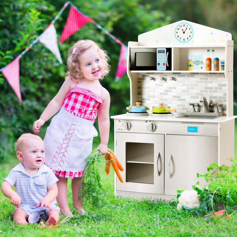 Kids Wooden Pretend Cooking Playset Cookware Play Set Kitchen Toys Gift