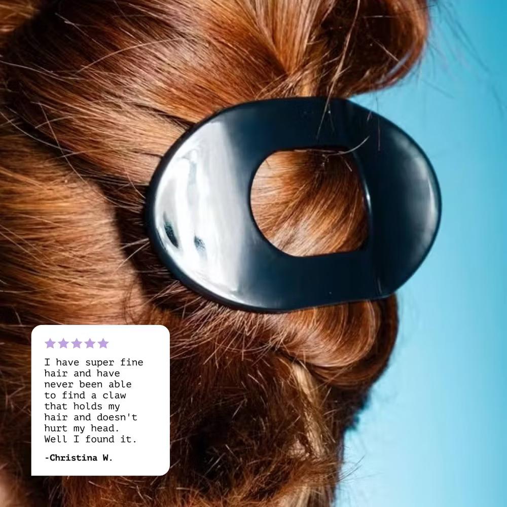 Lay Back Claw Clips for Medium Hair - Black/Cream - 2ct - Image 2