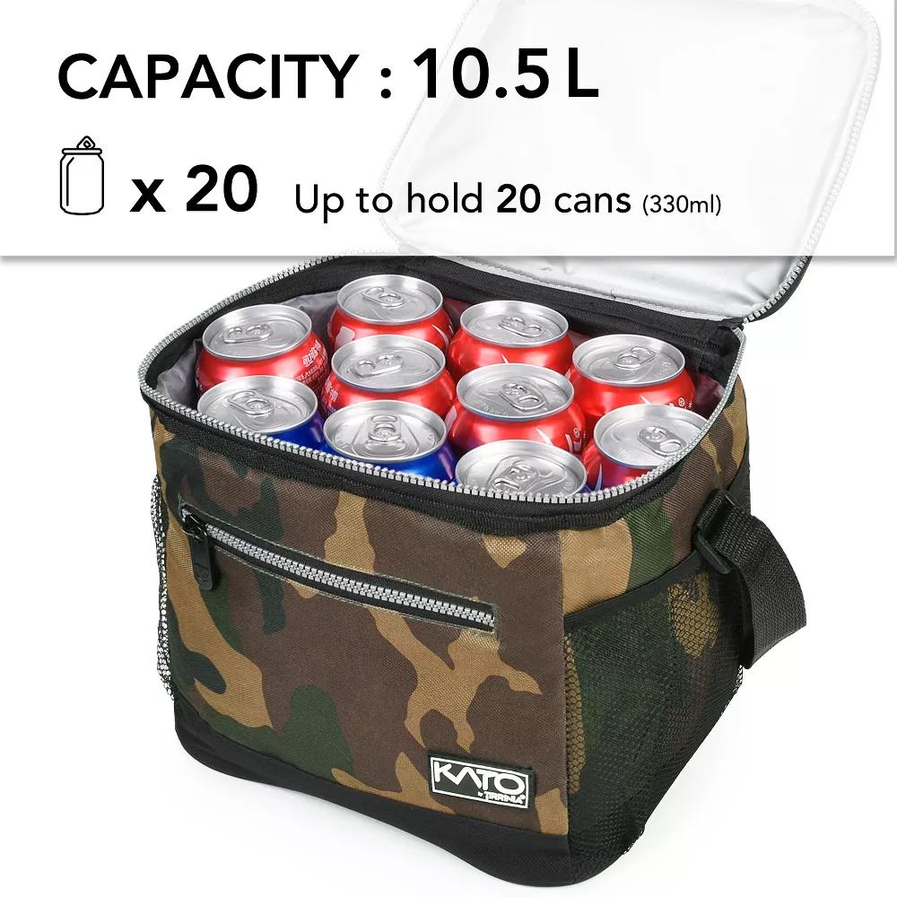 9.3" Insulated Lunch Bag with Water Bottle Pocket, Leakproof 20 Cans Lunch Tote with Front Zipper Pocket, Zipper Closure Lunch Box - Image 2