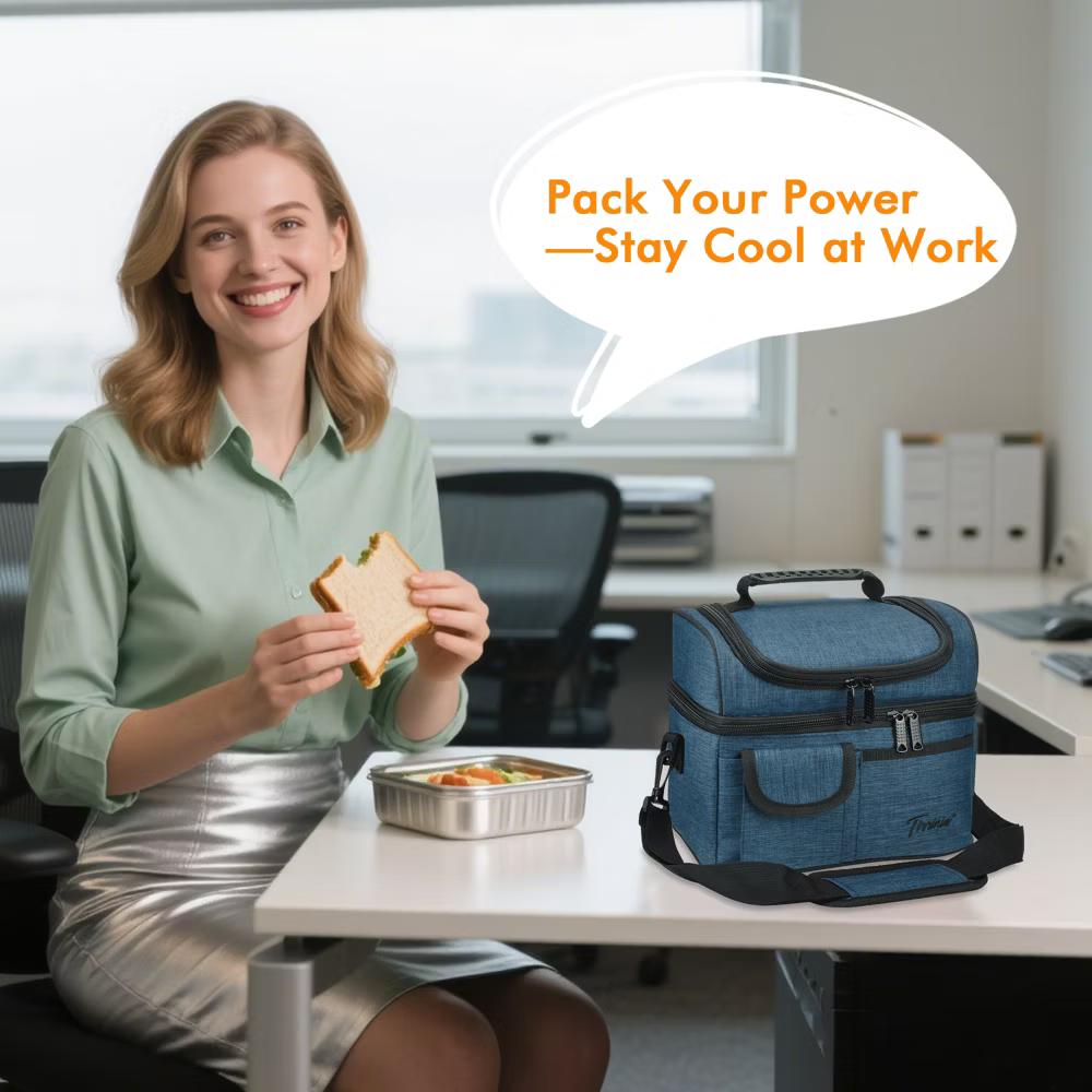 Dual Compartment Insulated Lunch Bag, Leakproof Lunch Tote with Front Pocket, Insulated Lunch Cooler Bag with Back Mesh Pocket - Image 20