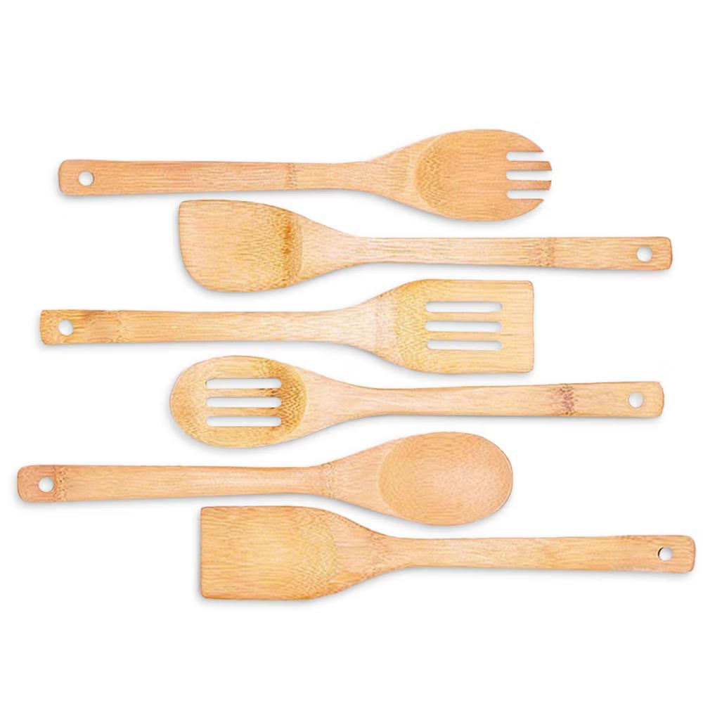 Premium Bamboo Cooking Utensil Set – 6 Piece Non-Scratch Wooden Spatulas & Spoons for Kitchen - Image 7
