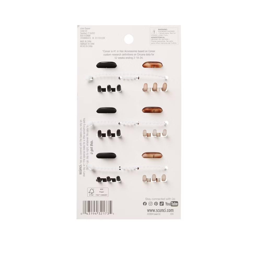 No-Slip Grip Mini Claw Clips - Matte Tortoise/Black - All Hair - 6pcs: Hair Styling, Solid Pattern - Image 6