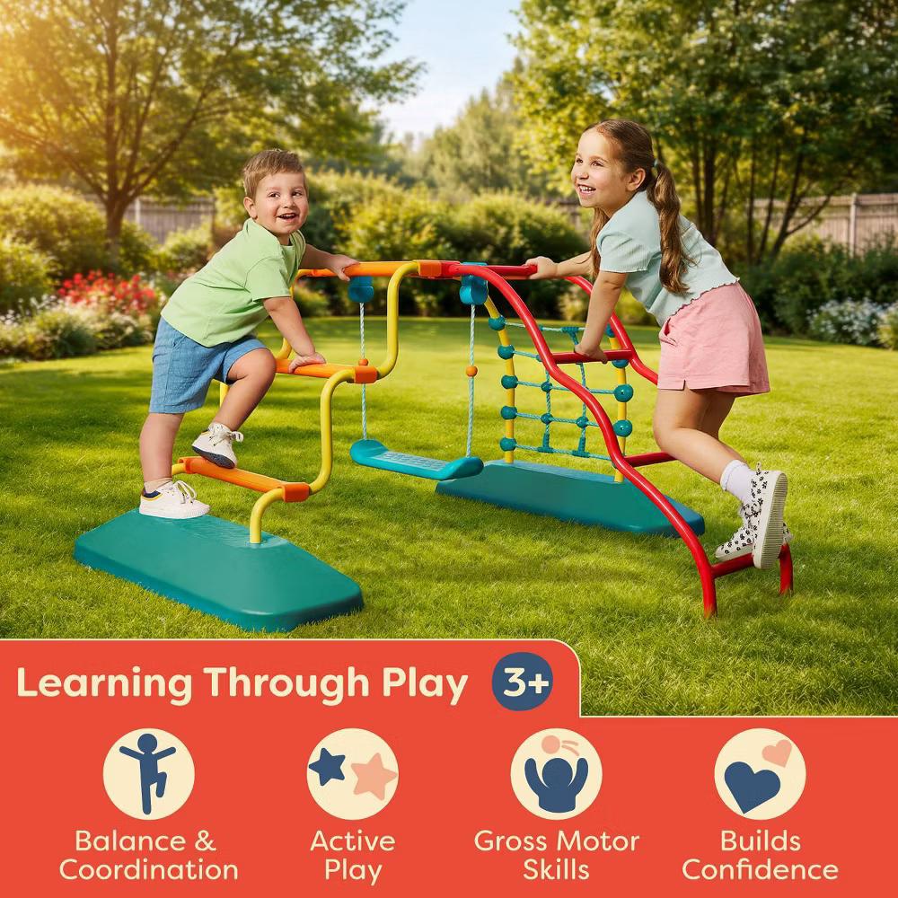WonderGym Climbing Set - Indoor/Outdoor Jungle Gym with Standing Swing - Image 3
