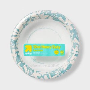 Watercolor Botanical Paper Bowl - 12oz/42ct - Round, Disposable Dinnerware, 6" Diameter