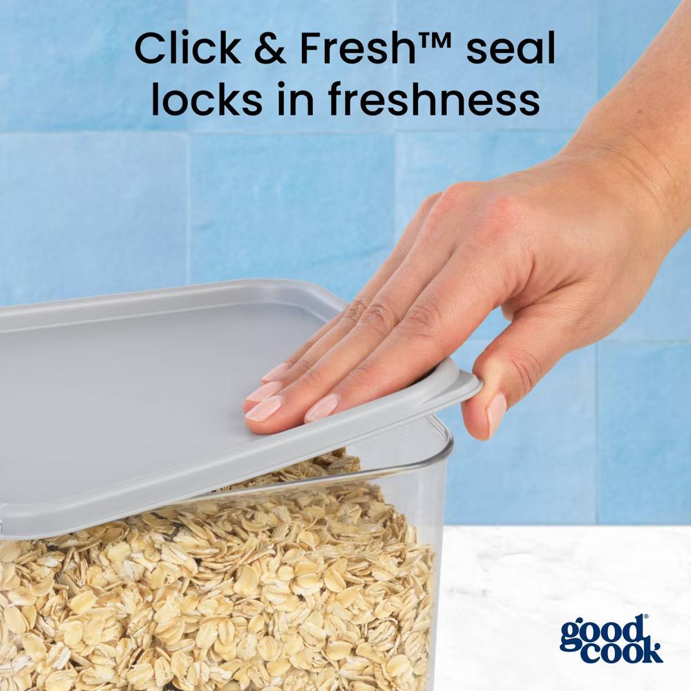4.6qt 2pc Medium Square + Lid Food Storage Containers Gray: Stackable Design, Measurement Markings - Image 2