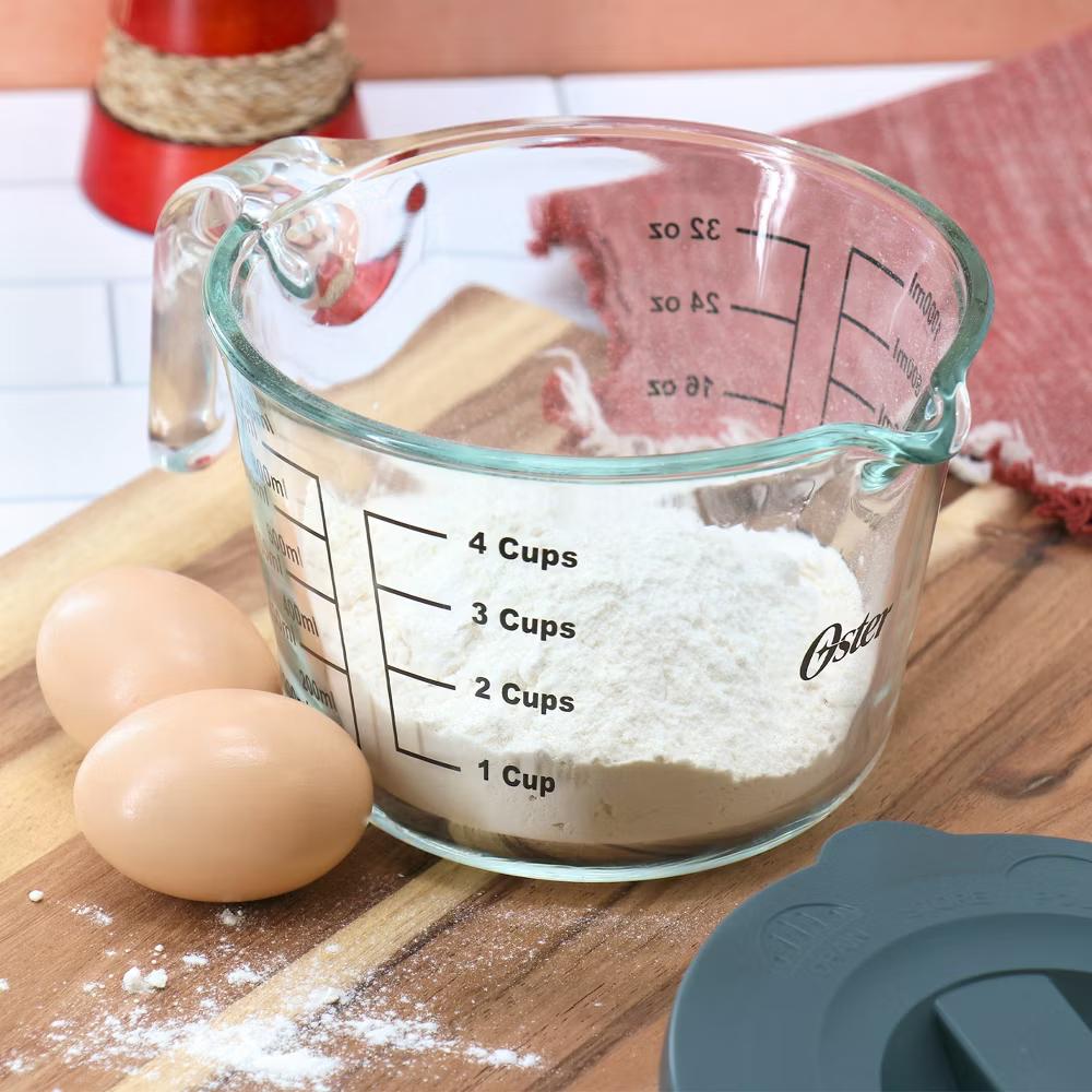 Oster Coolidge 4 Cup Clear Glass Measuring Cup with Snap on Lid - Image 5