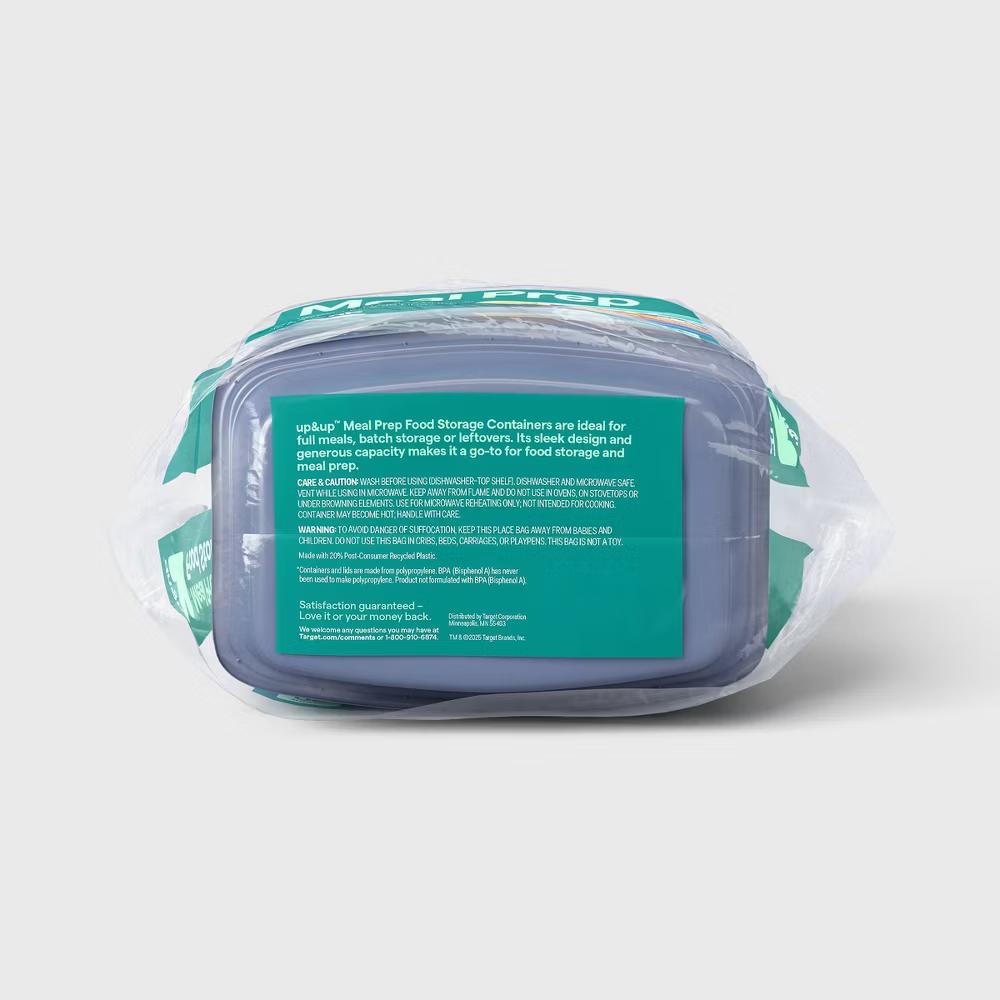38oz 60pc Meal Prep Food Storage Containers - Rectangle - 4.75 cup single compartment - 30pk