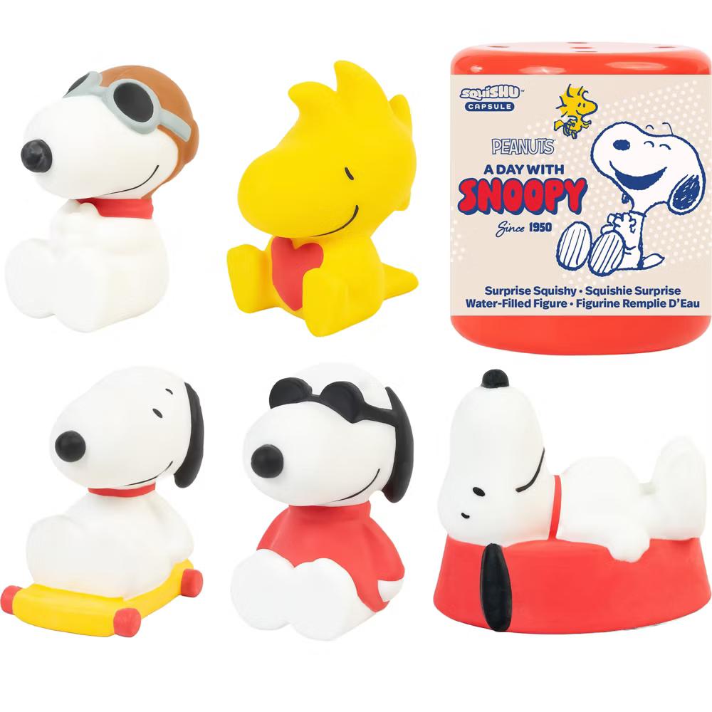Capsule Snoopy Peanuts Surprise Blind Collectible Surprise Toy Squishy Figurine SquiSHU Series 1 A Day With Snoopy