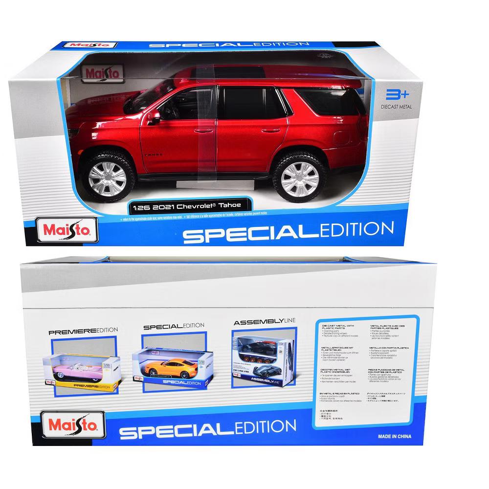 2021 Chevrolet Tahoe Red Metallic with Sunroof 1/24 Diecast Model Car - Image 2