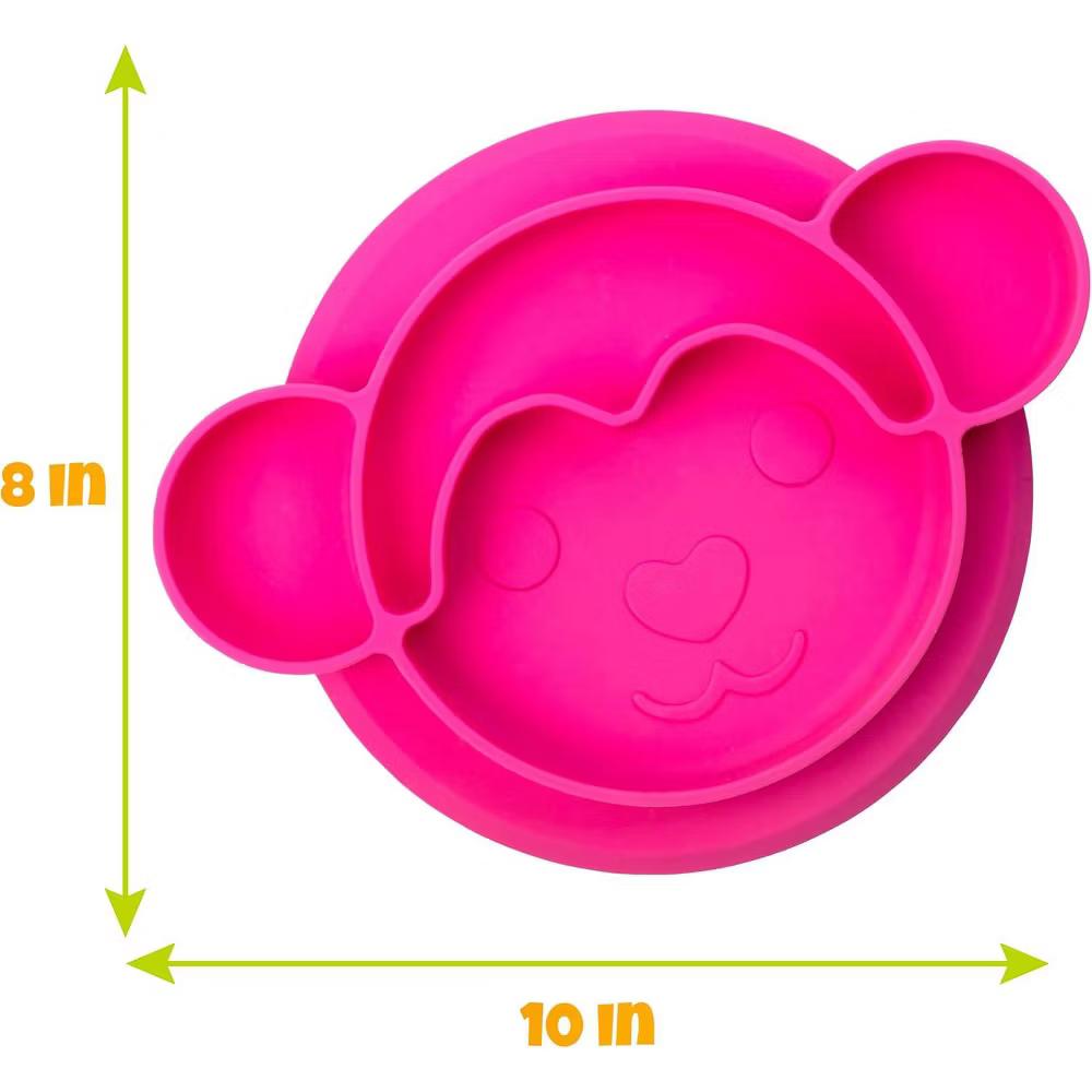 Bentology Silicone Compartment Plates- 3 Pk Animal Set (Lion Monkey Elephant) Divided Sections, Non-Slip Unbreakable, Flexible Shapes- Toddlers, Kids - Image 4