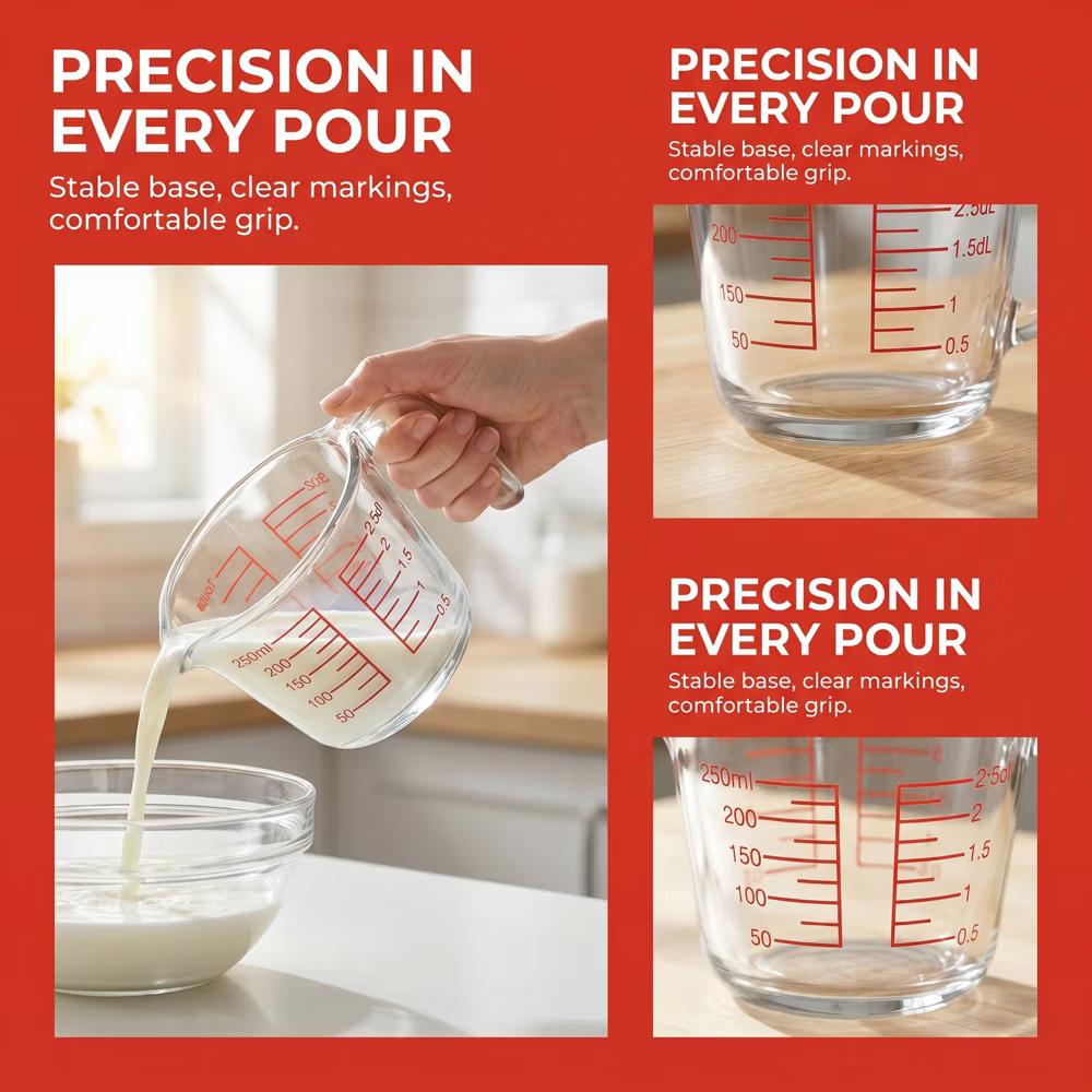 Measuring Cup, 1 Cup Glass Measuring Cup Liquid Measuring Cups, Measure Cups for Kitchen Baking - Image 10