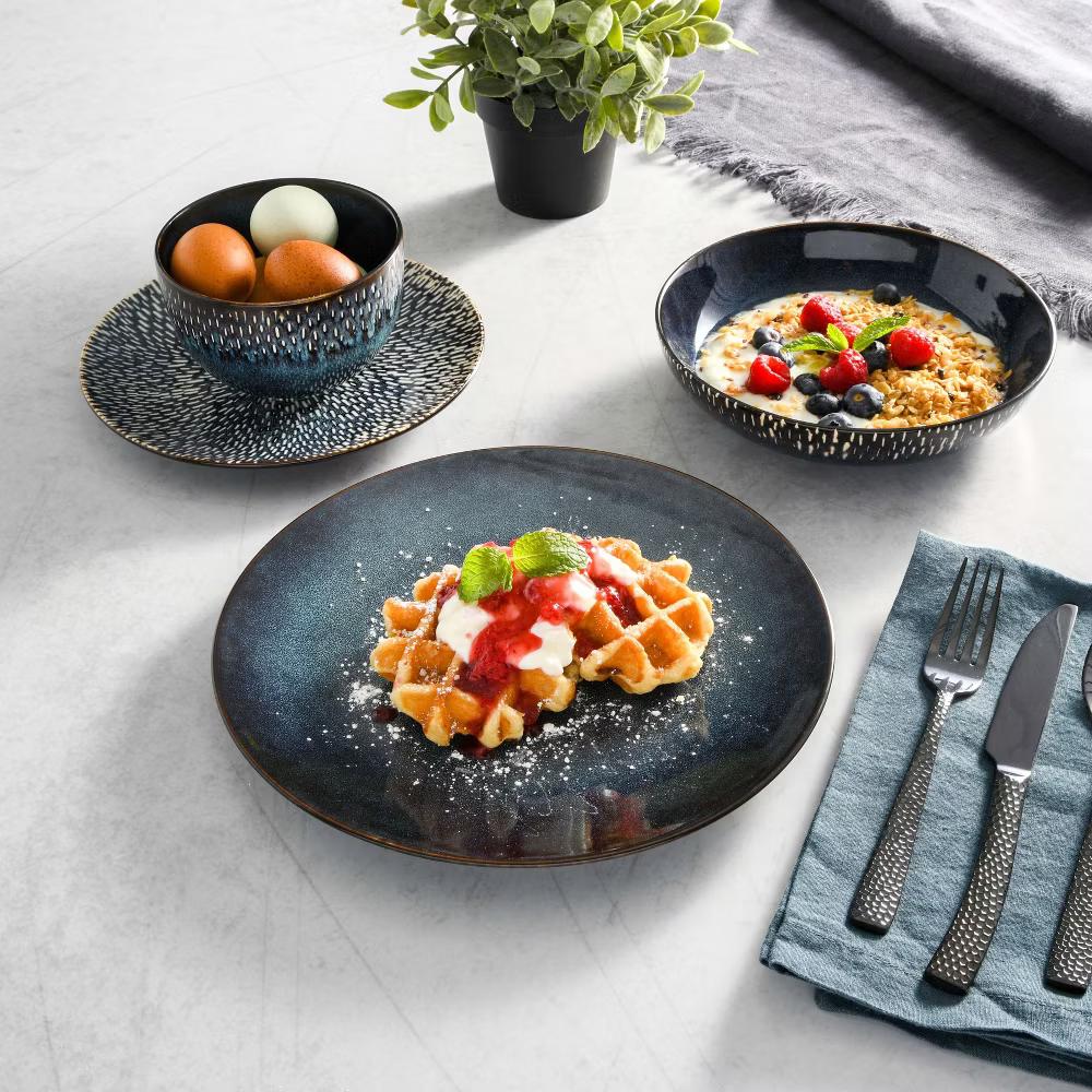 Matisse 16-Piece Reactive Stoneware Double Bowl Dinnerware Set