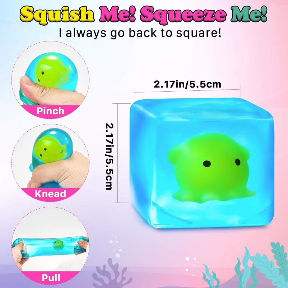 Link Cube Octopus Squishy, Slow Rise Sensory Fidget Toy Random (2pk) - Image 4