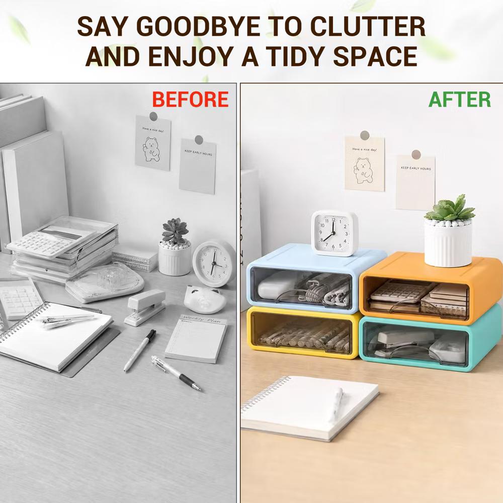 Stackable Storage Drawer with Dividers, Transparent PP Material Desktop Organizer, Durable Thickened Storage Container - Image 45