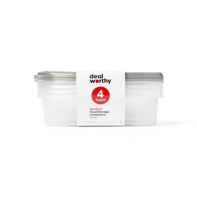 Medium Rectangle Food Storage Containers - 76 fl oz/4ct - Stackable Design, BPA-Free