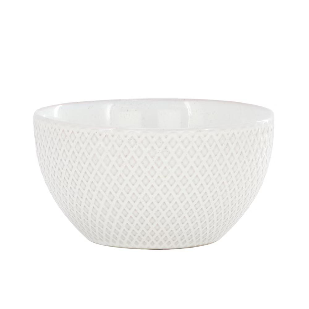 Earlhart 2 Piece 6 Inch Ribbed Stoneware Cereal Bowl Set in White