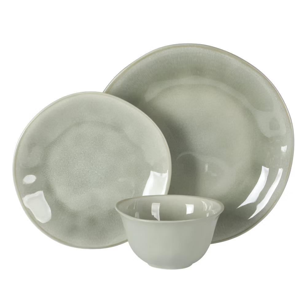 Port Barton Plates and Bowls Sets, 12-Piece Stoneware Dinnerware Sets, Reactive Glaze Dish Set, Service for 4 - Image 3