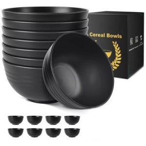 Etokfoks Wheat Straw Cereal Bowls Set of 8 Microwave and Dishwasher Safe Unbreakable 26oz Multicolor BPA Free for Soup Salad