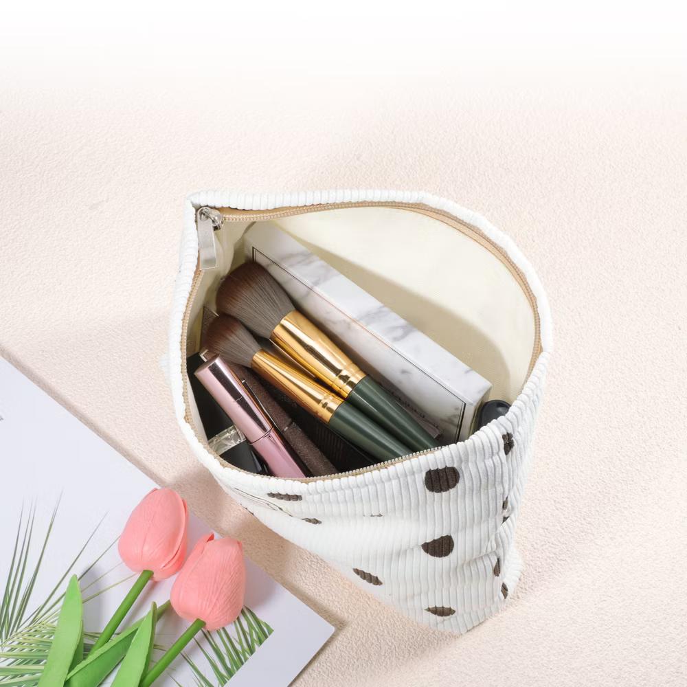 Portable Corduroy Polka Dot Makeup Bags and Organizers 1 Pc - Image 15
