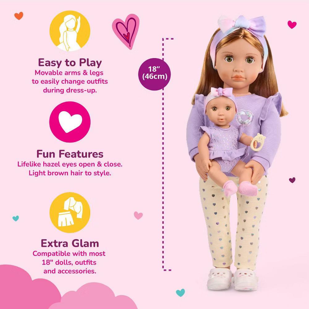 Tory & Riley 18" Babysitter Doll & Baby Doll Sister with Accessories Playset: Plastic & Polyester Doll Set - Image 8