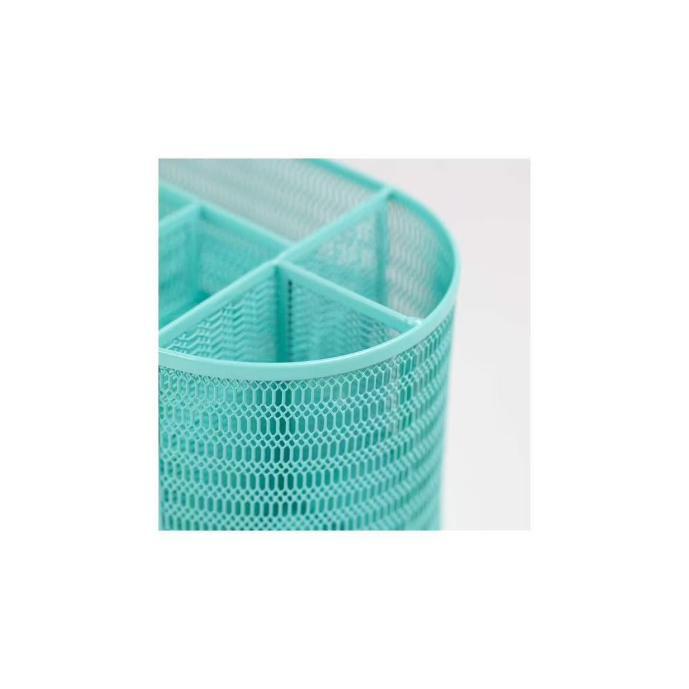 Blu Monaco Small Metal Mesh Desk Organizer with Drawer - Available in Aqua, Gold, and Pink - Image 3