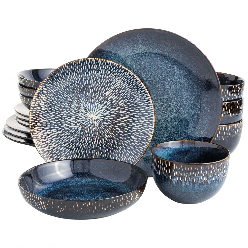 Matisse 16-Piece Reactive Stoneware Double Bowl Dinnerware Set - Image 3