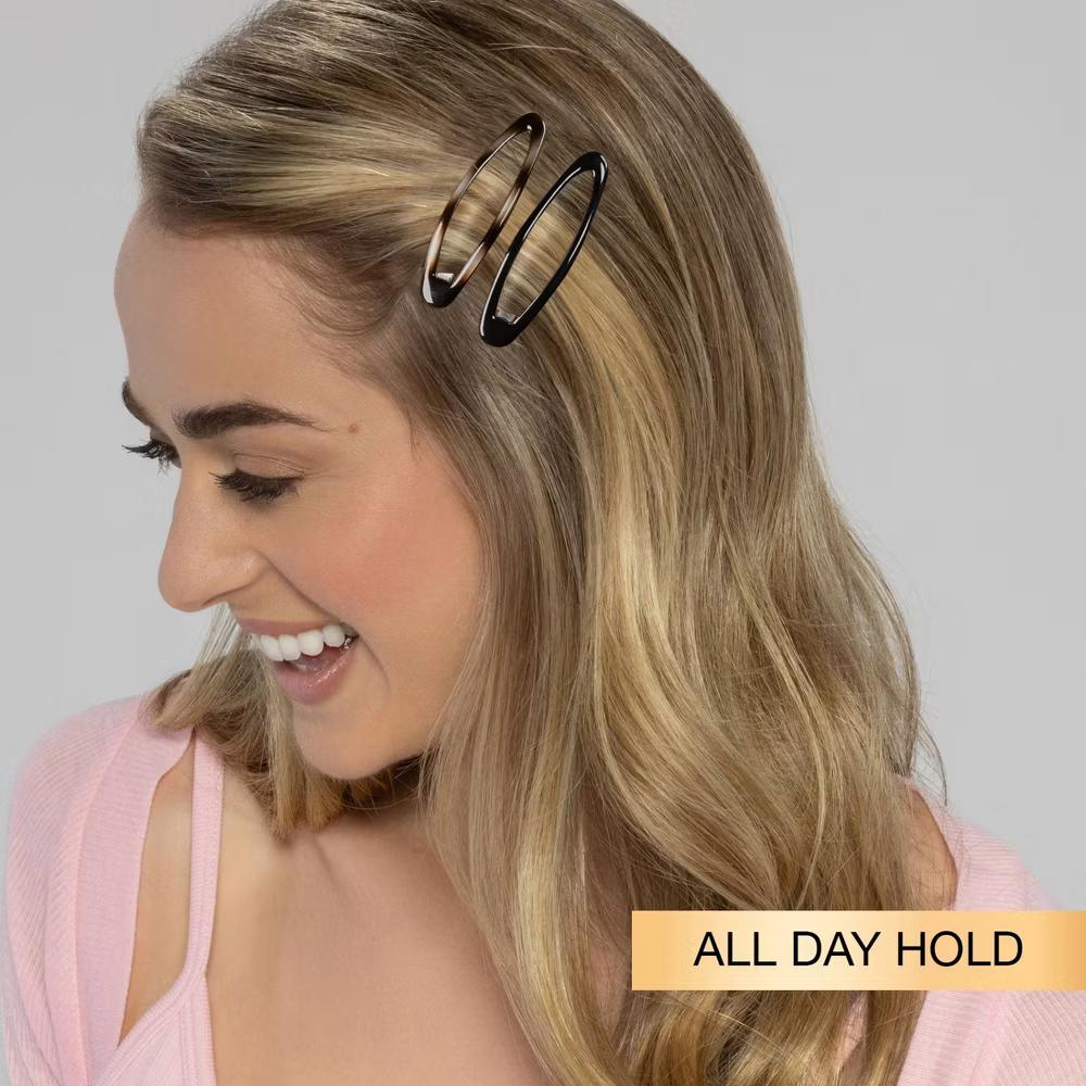 No-Slip Grip Large Oval Snap Clips - Tortoise - All Hair - 4pcs: Aluminum Hair Styling Accessories - Image 3