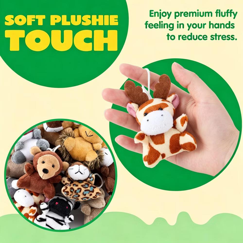 24 Pcs Mini Safari Animal Plush Toys, 3 Inch Stuffed Animals for Kids, Keychain Decorations, Party Favors, Carnival Prizes & School Gifts - Image 7