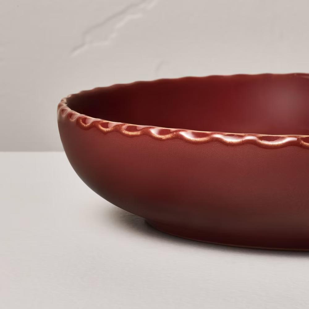 26 fl oz Pinched Edge Stoneware Grain Bowl - with Magnolia - Image 6