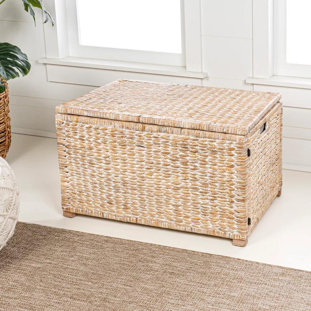 happimess Anada 30" Handwoven Wicker Weave Storage Trunk - Image 28