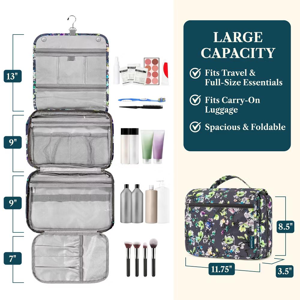 PAVILIA Hanging Toiletry Bag Women Men, Foldable Large Travel Cosmetic Organizer, Water Resistant Makeup Toiletries Essentials Kit - Image 30
