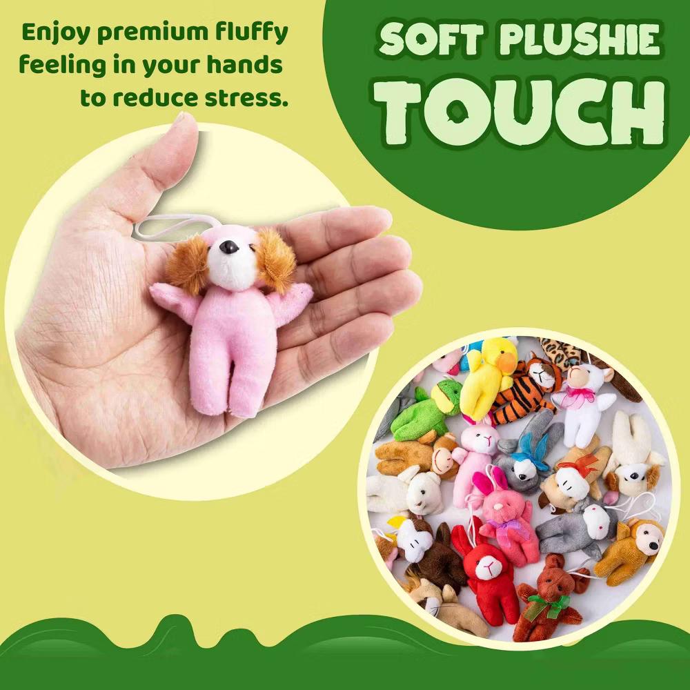 24 Pcs Stuffed Animals 3" Kids Party Favors Mini Plush Toys Bulk Animals Keychain Decoration Birthday Party Supplies Carnival School Prizes - Image 3