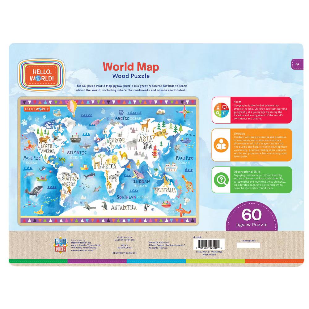 60 Piece Jigsaw Puzzle - Hello, World! Map Wood Puzzle - Image 6