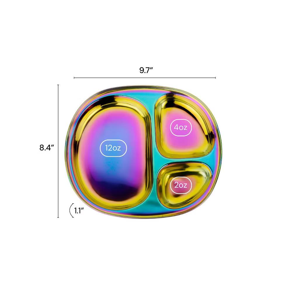 Ahimsa 9.7" Stainless Steel Balanced Bites Divided Plate - Image 4