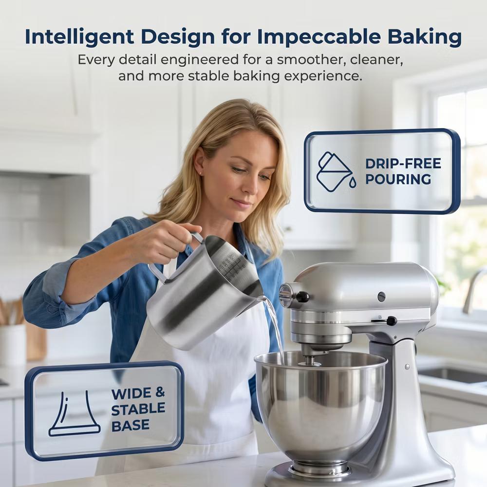 Measuring Cup, 1 Cup Stainless Steel Measuring Cup with Easy Read Lines for Baking Recipes - Image 13