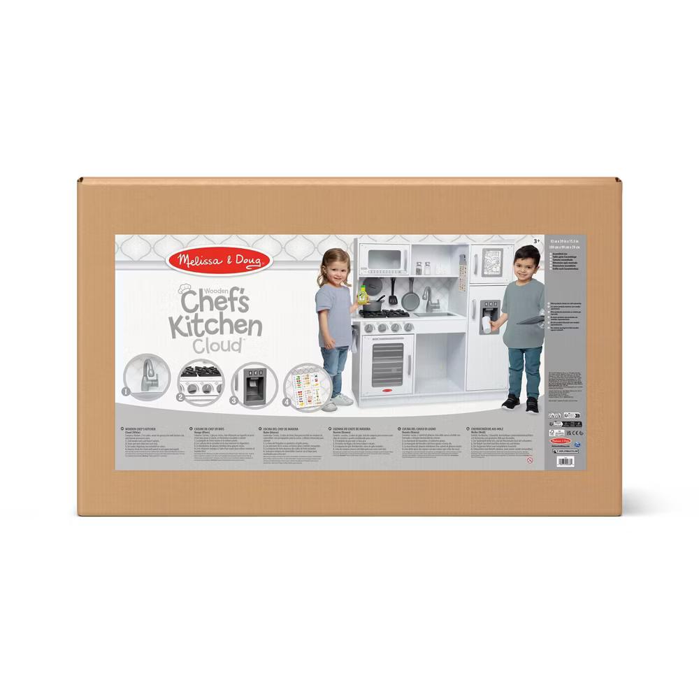 Wooden Chef's Pretend Play Toy Kitchen With "Ice" Cube Dispenser – Cloud White - Image 6