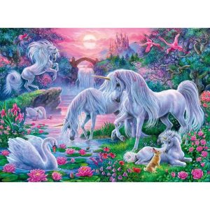Unicorns in the Sunset Glow XXL Jigsaw Puzzle - 150pc: Educational Focus on Fine Motor Skills