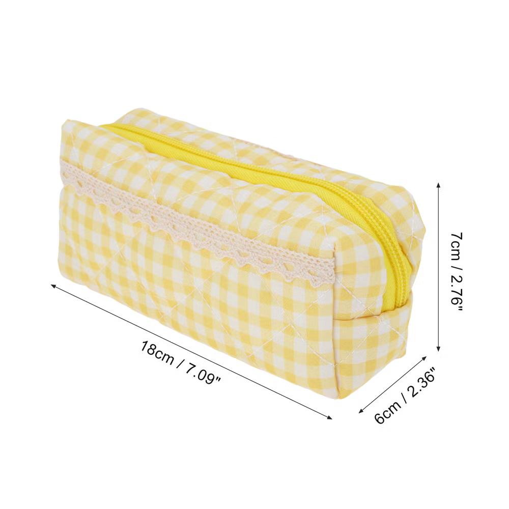 1 Pc Plaid Lace Style Drawstring Makeup Bag for Vacation Polyester - Image 31