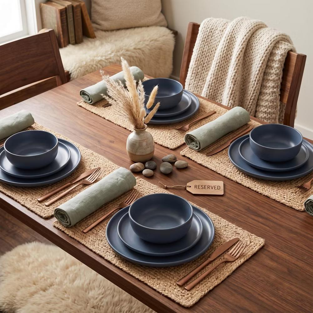 GreenElevate Stoneware Elegance 12-Piece Dinnerware Set for 4, Plates&Bowls, Microwave & Dishwasher Safe, Non-Toxic Matte Glaze, Stackable Kitchenware - Image 18