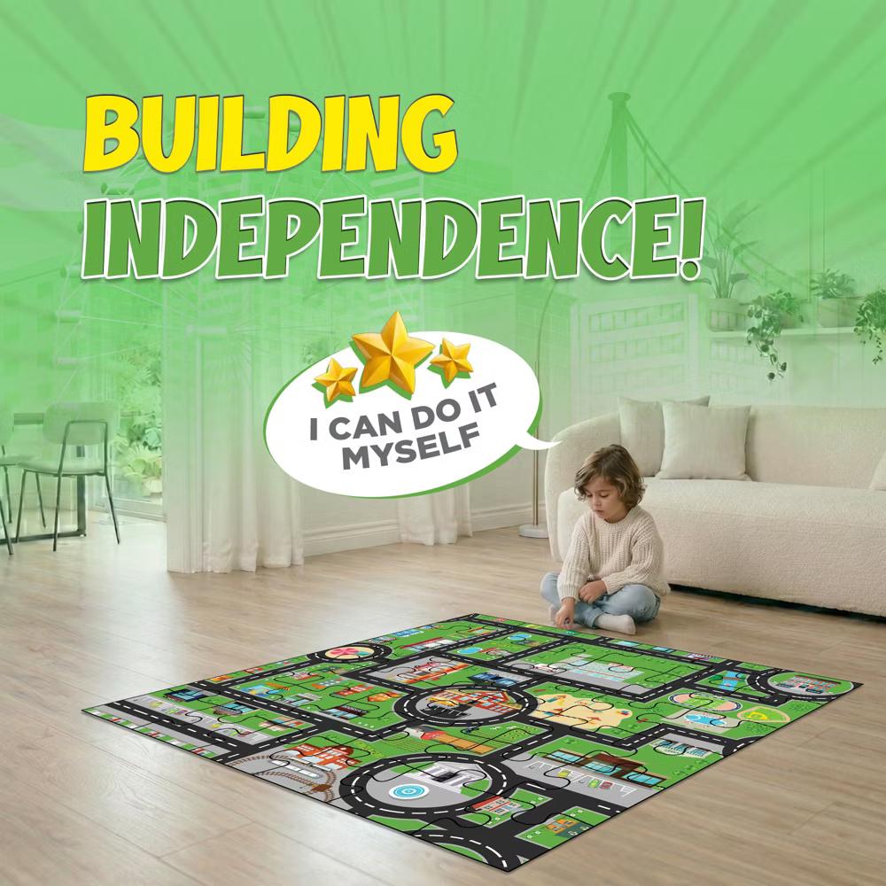 Darice Town Streets Floor Puzzle for Kids – 36 Jumbo Pieces, 36" x 24" City Map Jigsaw Puzzle – Build Your Own Town, Play Mat Toy, Ages 3+ - Image 2