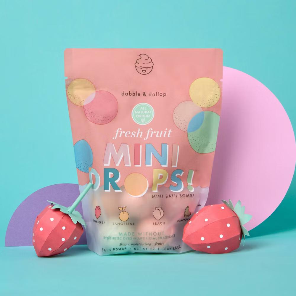 Dabble & Dollop Mini Bath Bombs - Fresh Fruit Variety - 12ct/0.8oz - Image 5