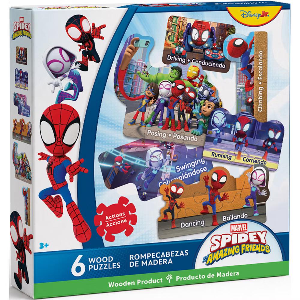Educational Puzzles - 6-Pack Mini Shaped Wood Jigsaw Puzzles, Spidey & Friends - Image 3