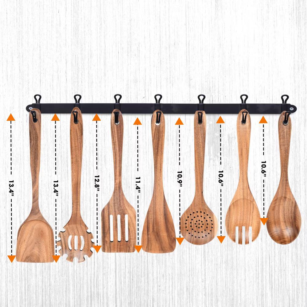 7 Piece Elegant Wooden Kitchen Utensils Set - Image 7