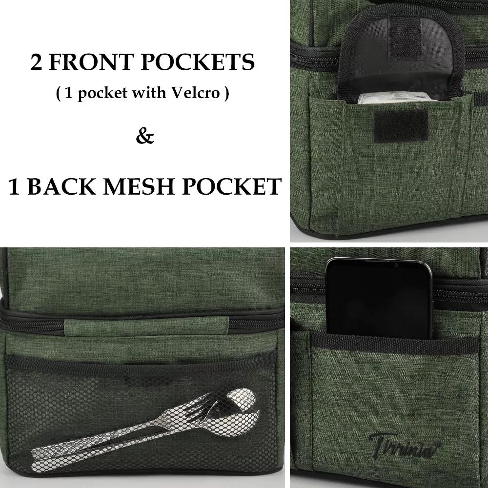 Dual Compartment Insulated Lunch Bag, Leakproof Lunch Tote with Front Pocket, Insulated Lunch Cooler Bag with Back Mesh Pocket - Image 35