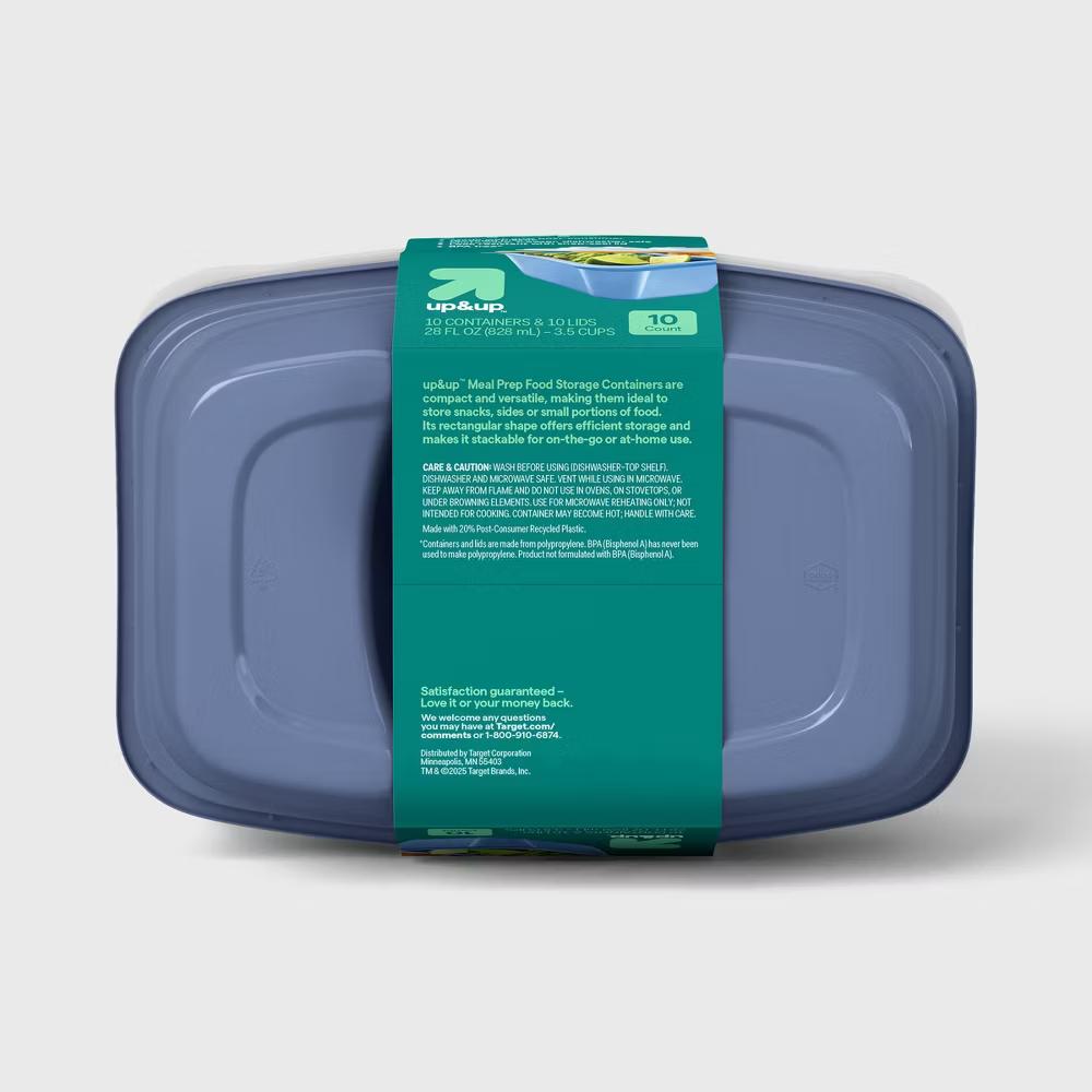 28oz 20pc Meal Prep Food Storage Containers - Rectangle - 3.5 cup divided container - 10pk