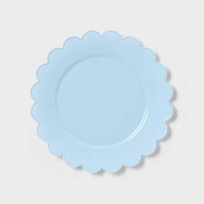 8ct Light Blue Scallop Snack Plastic Plates - "